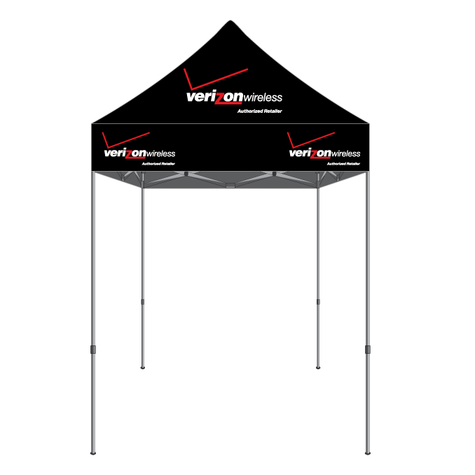 5x5ft Pop-Up Tent (black) Imprinted with White Verizon Wireless Logo